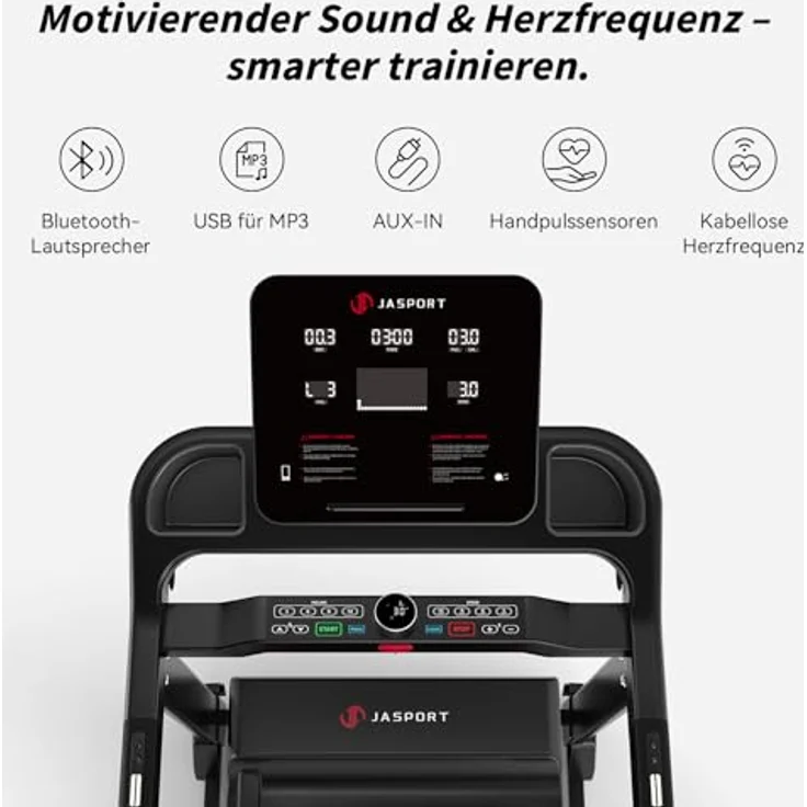 JASPORT L8 Elektrisches Laufband klappbar, 4.0 PS DC-Motor, bis 22 km/h, 0–20% Steigung, 70 Programme, LED-Display, Bluetooth-Lautsprecher, 1450×480 mm Lauffläche, maximal 120 kg – Bild 4