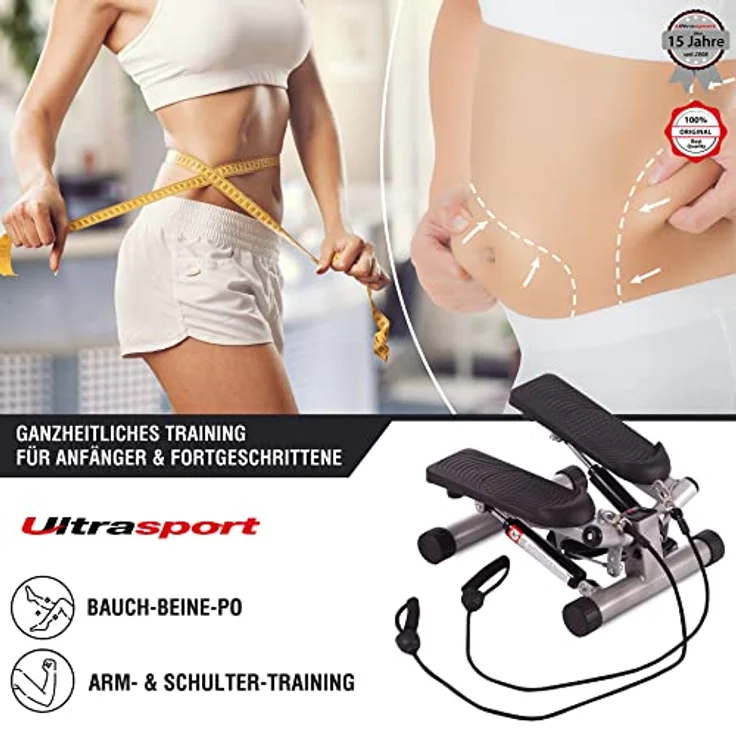 Ultrasport Swing Stepper, inklusive Trainingsbändern, Heimtrainer Stepper mit verstellbarem Widerstand und kabellosem Trainingscomputer, Up-Down-Stepper für Einsteiger und Trainierte, klein & kompakt – Bild 5