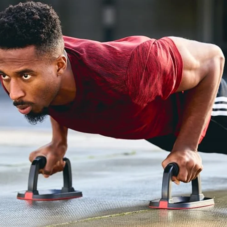 Adidas Performance Push Up Bars - Liegestützgriffe zur Stärkung der Trizeps-, Schulter-, und Brustmuskulatur, mit Schaumstoffummantelung, Farbe: Schwarz – Bild 5