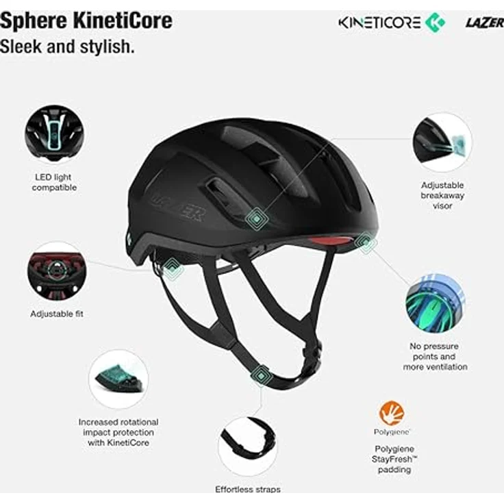 Lazer Sphere KinetiCore, Rennrad-Helm mit verbesserter Aufprallschutztechnologie, Frozen Violet – Bild 3