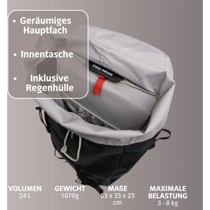 VAUDE Jura 24, Wanderrucksack 24L mit atmungsaktivem Netzrücken, Trinksystem-Fach und elastischen Außentaschen – ideal für Tageswanderungen – Bild 4