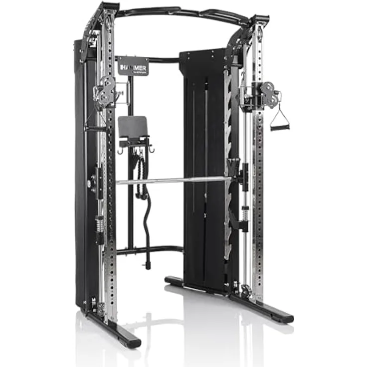 HAMMER Kraftstation Autark FT3, Multipresse für zu Hause mit Doppel-Seilzugsystem, 2 x 80 kg Gewichtsblöcke und umfangreichem Zubehör-Set für effektives Ganzkörpertraining