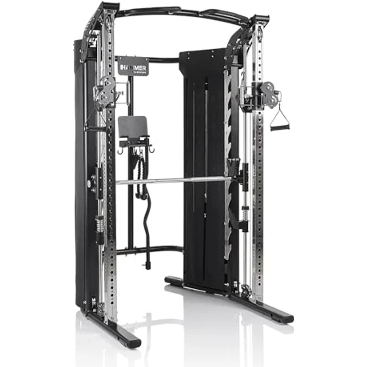 HAMMER Kraftstation Autark FT3, Multipresse für zu Hause mit Doppel-Seilzugsystem, 2 x 80 kg Gewichtsblöcke und umfangreichem Zubehör-Set für effektives Ganzkörpertraining – Bild 1