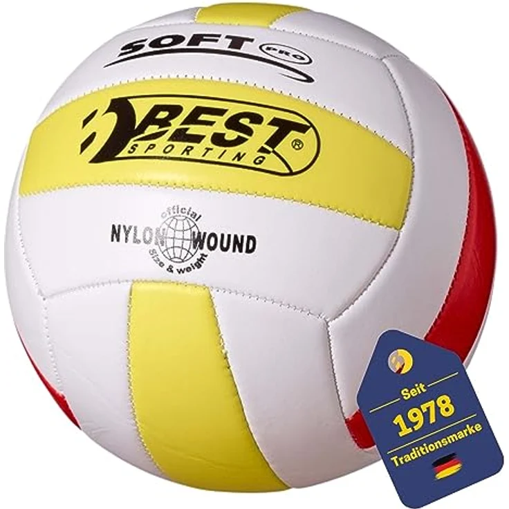 Best Sporting Volleyball Soft Pro Größe 5, weiß/gelb/rot – Bild 2