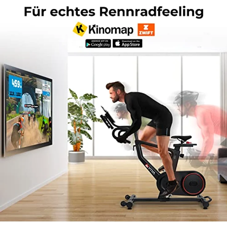 Indoor Cycle AsVIVA S18 Indoor Bike I Inkl. Polar T34 Pulsgurt & Sportcomputer I SPD-Klickpedale I Elektrisch einstellbarer Widerstand I Leiser Riemenantrieb I Designed in Germany – Bild 2