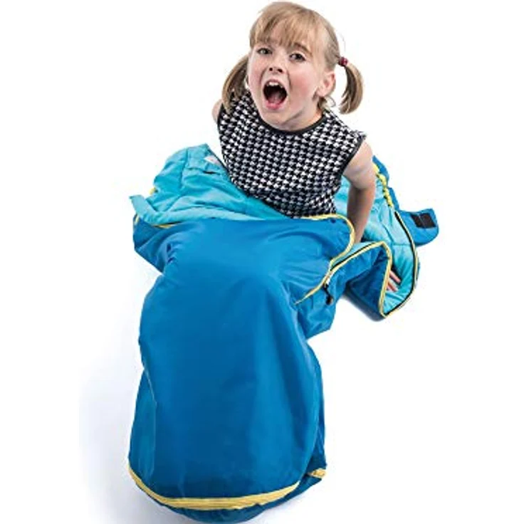 Grüezi Bag Kids Grow Colorful, mitwachsender Kinderschlafsack in Water Blue, für Körpergröße 100-150 cm, Mumienschlafsack, 1000g, raschelfrei, waschbar – Bild 3