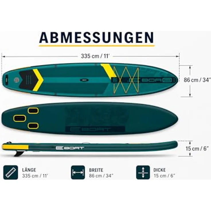 COIL Aufblasbares SUP-Board – Stand Up Komplettset mit Paddel, Pumpe, wasserdichter Handytasche, stabil, 335 cm, 181 kg, Grün – Bild 8