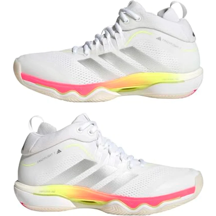 Adidas Crazyflight 7 KJ5666_610, halbhohe Volleyballschuhe, Cloud White/Tech Grey Metallic/Solar Turbo, LIGHTSTRIKE Dämpfung, Adiwear Gummiaußensohle – Bild 8