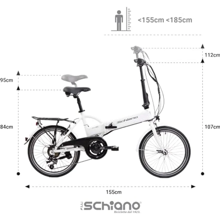 Schiano E-Sky Klapprad 20 Zoll Pedelec, 280Wh Elektrofahrrad mit 7 Gängen, faltbar, weiß – Bild 3