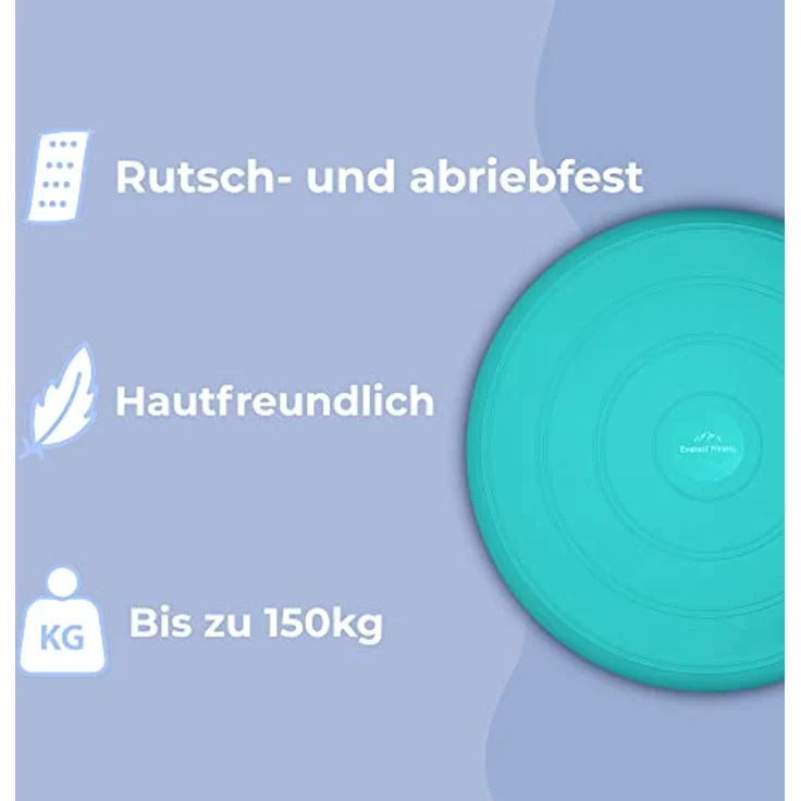 EVEREST FITNESS Balance Kissen - Luftkissen mit 33 cm Durchmesser - Orthopädisches Sitzkissen zur Stärkung der Balance, türkis – Bild 3