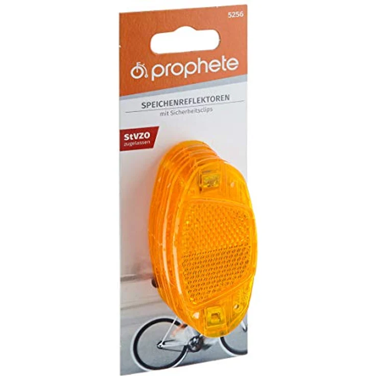 Prophete Speichenreflektoren fürs Fahrrad, Katzenaugen mit Sicherheitsclips, 4 Stück, orange – Bild 1