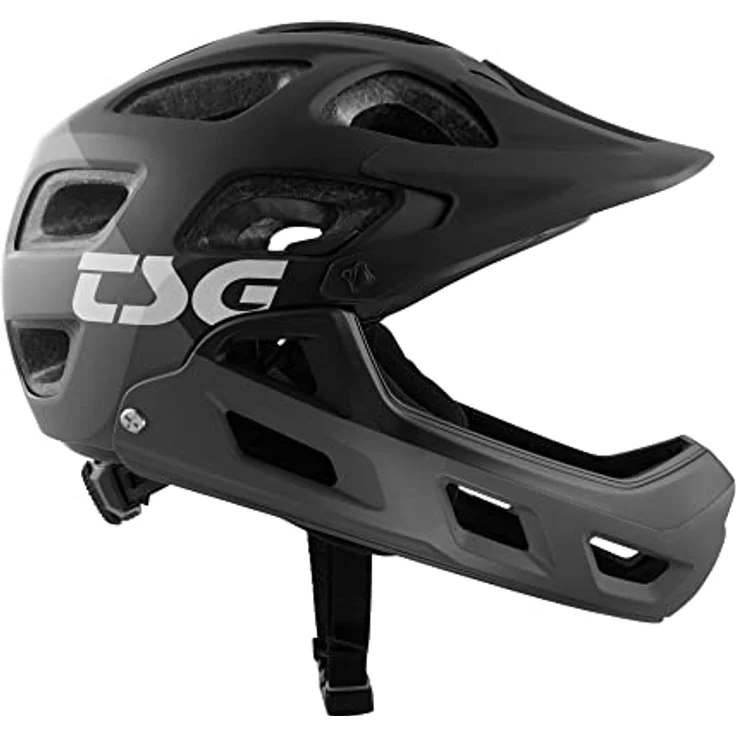 TSG Fullface Bike Helm Seek FR, All-Mountain-Enduro Helm mit abnehmbarem Vollgesichtsschutz, flow grey/black, XXS/XS (52-54cm) – Bild 5