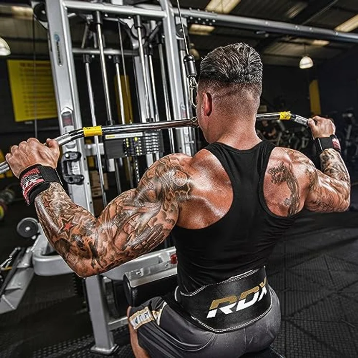 RDX 6 Zoll Gewichthebergürtel Schnalle Leder Fitness-Gürtel Geeignet Für Bodybuilding, Gewichtheben & Krafttraining, Schwarz, Gr.- L – Bild 3