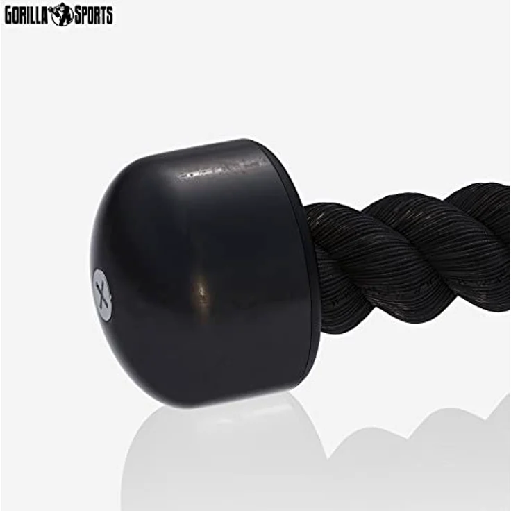 GORILLA SPORTS® Rudergriff Trizepsseil Set - mit/ohne Drehgelenk, Einzeln/Set, bis 200 kg Belastbar, gerändelt, aus Chrom - Parallelgriff, Kabelzuggriff, Seilzug Griff, Latzuggriff – Bild 4