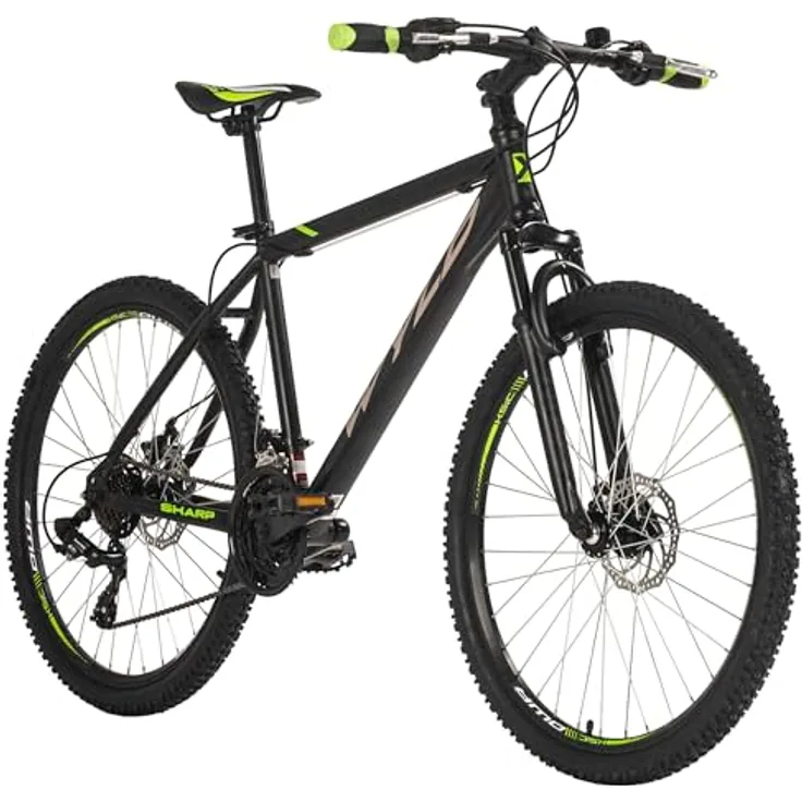 WYLD Sharp 3.0 Hardtail Mountainbike 26'', Schwarz, 21-Gang-Shimano, Federgabel, mechanische Scheibenbremsen, Rahmenhöhe 46/51 cm