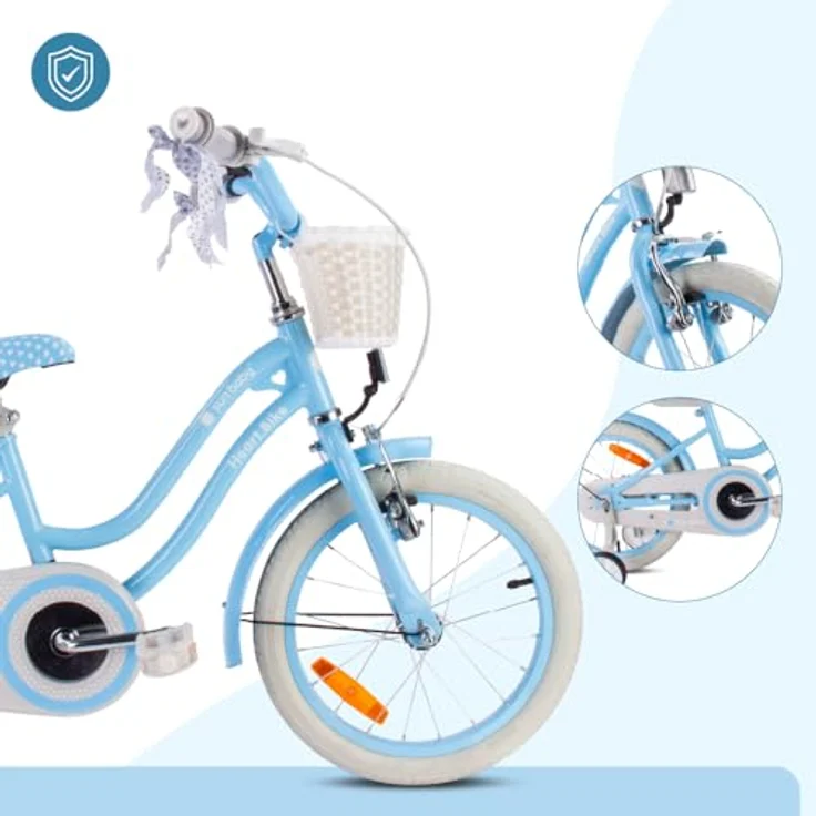 Sun Baby Kinderfahrrad Silver Moon 16 Zoll Mädchenfahrrad mit Stützrädern, Blau – Bild 6