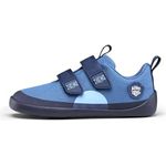Affenzahn Kid's Barfussschuh Baumwolle Lucky, Unisex Kletterschuhe mit Gummisohle, Klettverschluss, Größe 26, Blau