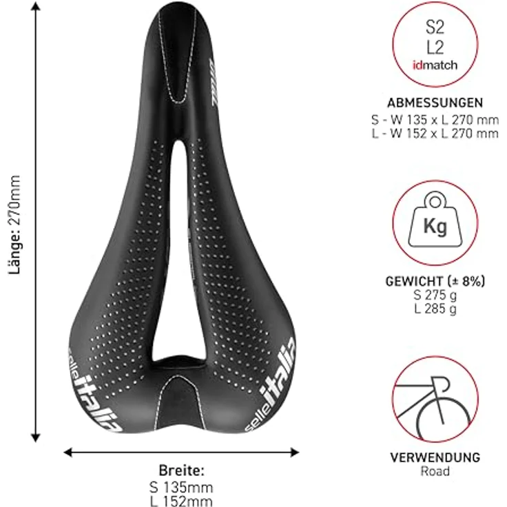 Selle Italia DIVA Gel Superflow Sattel, ergonomische Form für maximalen Komfort, schwarz - S3 – Bild 4