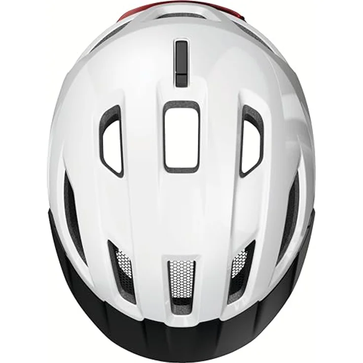 ABUS Stadthelm Urban-I 4.0, Fahrradhelm Größe XL mit aufladbarem Rücklicht, 2 Leuchtmodi, Schirm, Zopf-Öffnung und magnetischem Verschluss, weiß – Bild 5