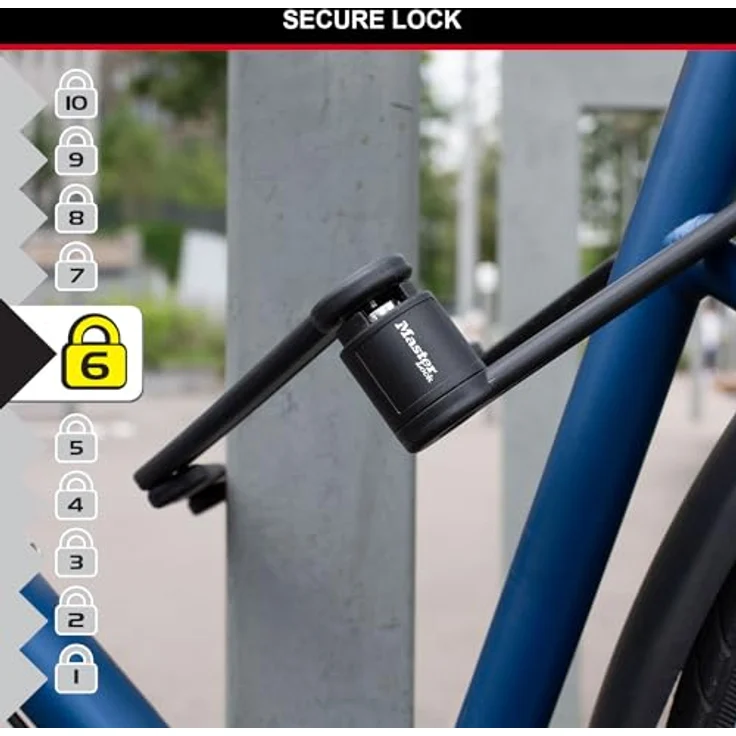 Master Lock 8335EURDPRO, Veloschloss aus gehärtetem Stahl mit Polymerbeschichtung, 84 cm, inkl. Schlüssel und Schloss-Halter – Bild 3