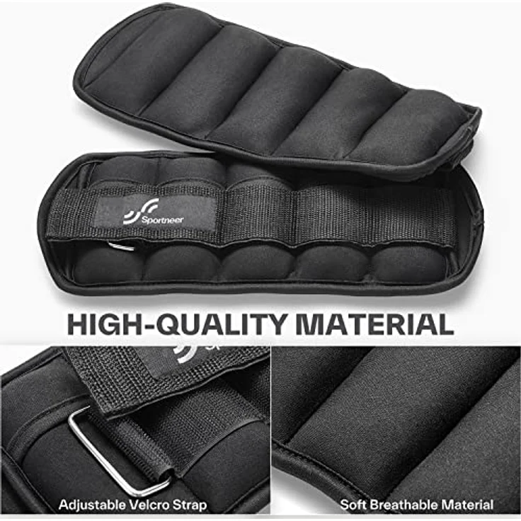 Sportneer Knöchelgewicht, Verstellbares Gewichte-Set am Knöchel, Handgelenkriemen am Handgelenk, 0,45kg-2,3kg (pro Knöchel)/0,9-4,5kg(pro Paar), 2 Packungen – Bild 2