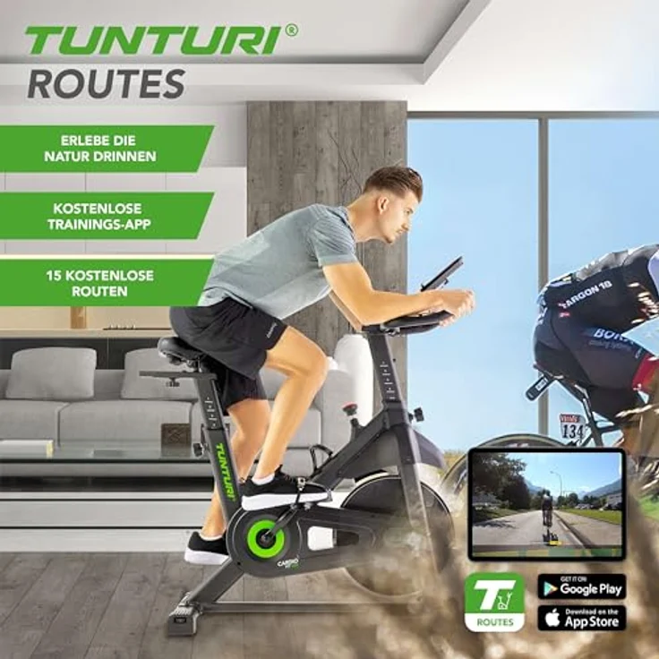 Tunturi Cardio Fit S20 Sprinter Bike - Indoor-Fahrradtrainer mit Bluetooth und manuellem Widerstand, schwarz - Preisvergleich – Bild 2