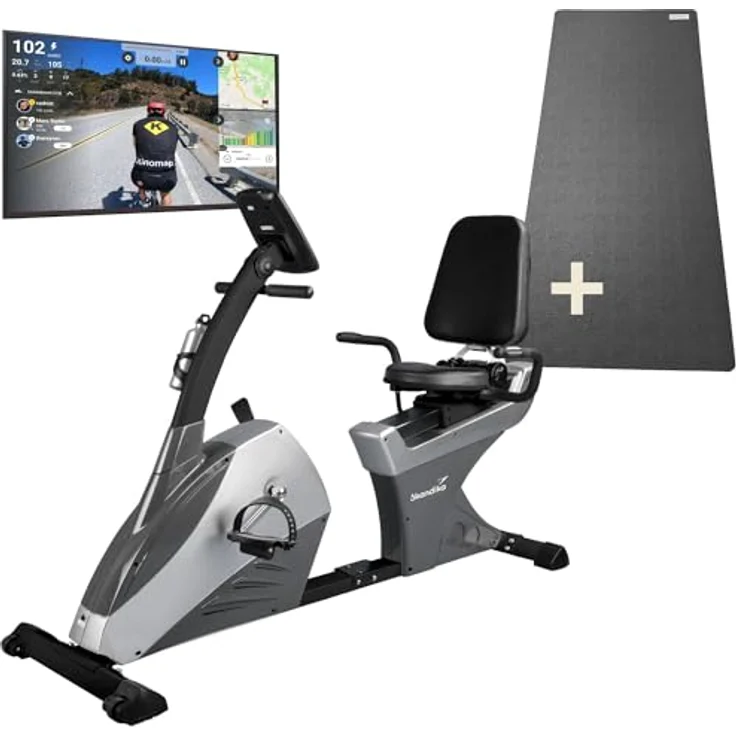 Skandika Liegeergometer Centaurus Sitzergometer Heimtrainer Liegeheimtrainer | mit Matte | 13kg Schwungmasse, 12 Trainingsprogramme, Bluetooth App-Steuerung, Google Street View | 150kg belastbar – Bild 1