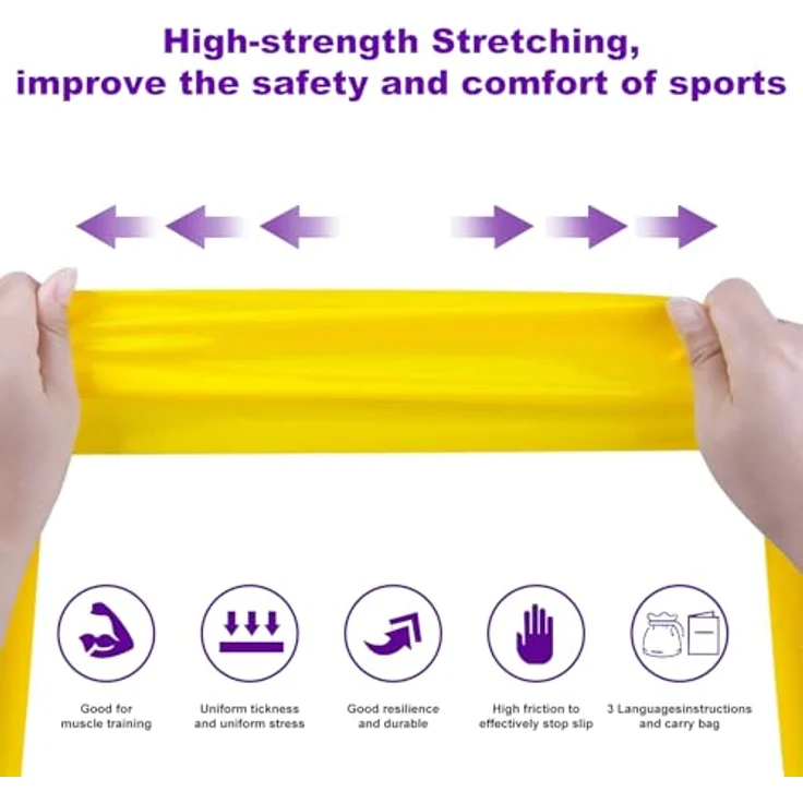 JATEKA Theraband Fitnessbänder Set, 4x Widerstandsbänder aus Naturlatex, Light bis Heavy, für Muskelaufbau, Crossfit, Yoga, inkl. Transportbeutel – Bild 4