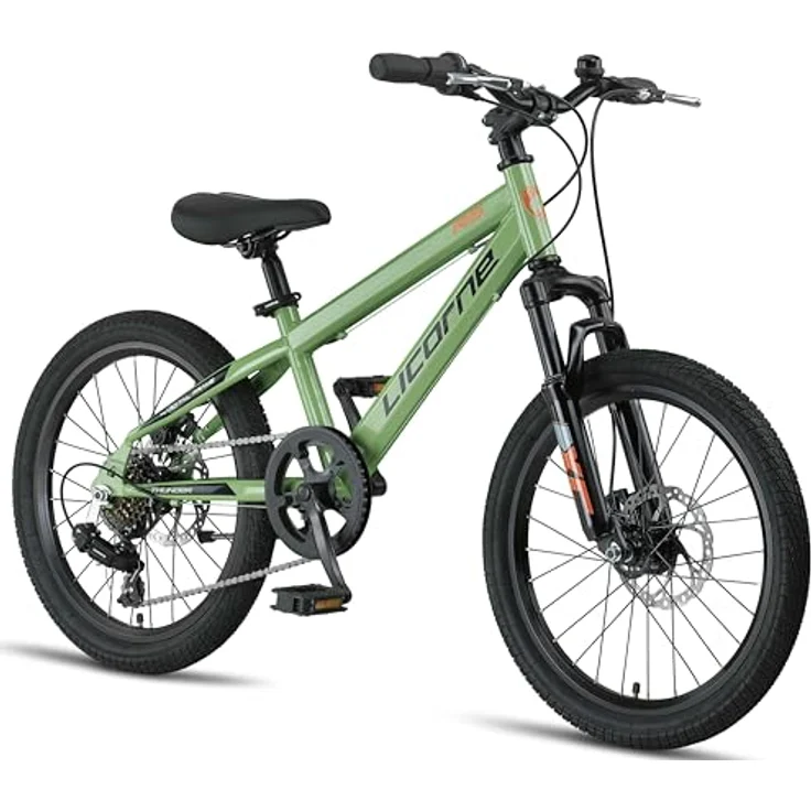 Licorne Bike Thunder Premium Mountainbike, 20 Zoll, olivengrün, für Mädchen, Jungen, Herren und Damen, mit Discbremse, robuste Materialien, optimierte Kettenschaltung – Bild 1