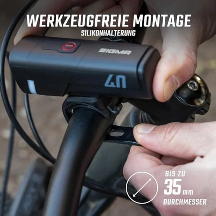 SIGMA Aura 40, LED Fahrradlicht mit 40 LUX, USB-C, 2 Leuchtmodi, StVZO zugelassen, lange Akkulaufzeit – Bild 5