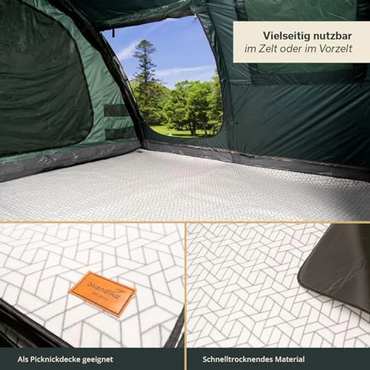 Skandika Zeltteppich 200 x 300 cm | Outdoor Teppich mit Softtouch-Fleece, wetterfest & wasserdicht, mit Aufbewahrungstasche, Picknickdecke, Campingteppich, Zeltunterlage | Camping Zubehör, Wohnwagen – Bild 4