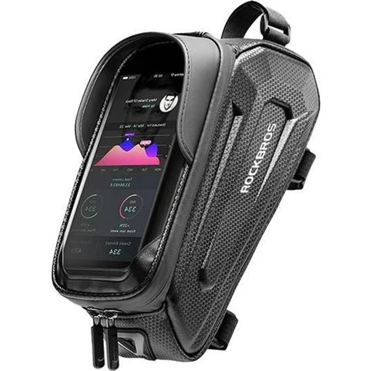 Rockbros B68-1 Velotasche, gepanzerte Gepäckträgertasche mit wasserdichtem Material und transparentem Handyfach, schwarz
