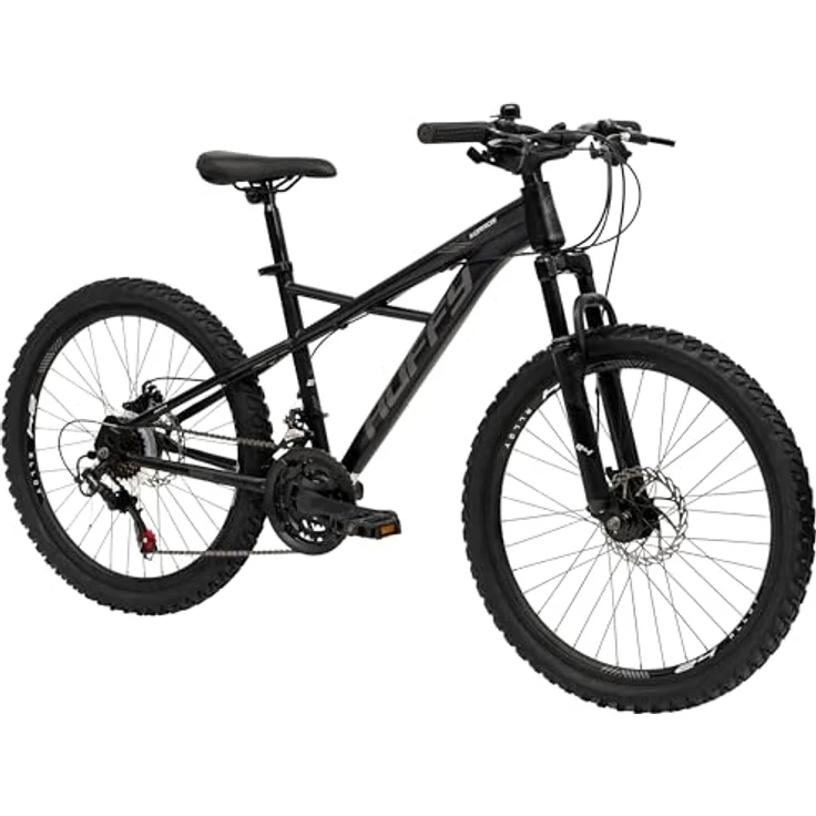 Huffy Korros Mountainbike 24", schwarz, 21-Gang Shimano-Schaltung, X-Rahmen-Design, mechanische Scheibenbremsen – Bild 1