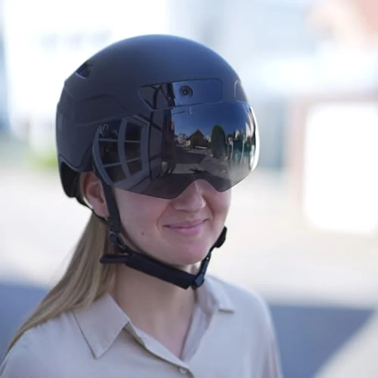 Prophete Smart Fahrradhelm mit Full-HD Kamera, Bluetooth 4.0, LED-Blinker, 54-58 cm, Schwarz – Bild 9