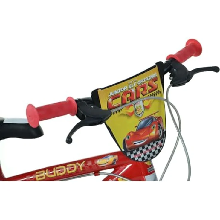 Dino Kinderfahrrad Cars Buddy, mit Stützrädern, Trinkflasche und Frontschild, blau – Bild 3