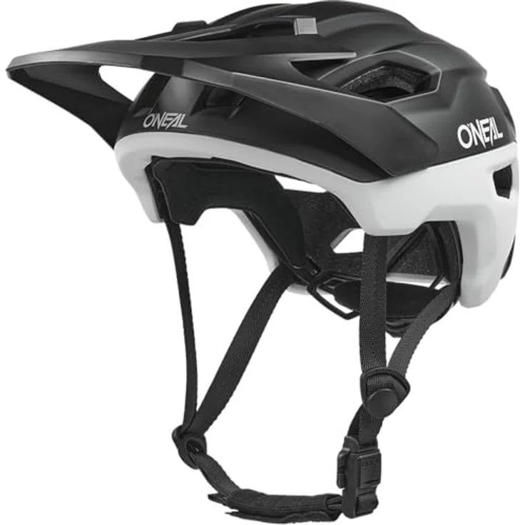 O'Neal Casque Trailfinder Evo Solid V.26, Enduro Fahrradhelm mit Quin Ready Technologie, schwarz/weiß, Größe L/XL – Bild 1