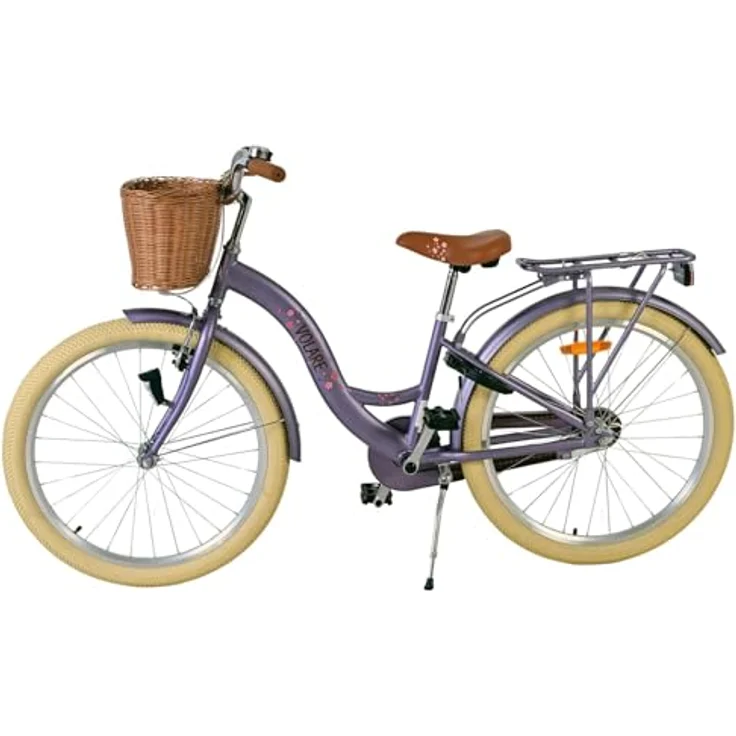 Volare Blossom Kinderfahrrad für Mädchen, 24 Zoll, lila, Vorderradbremsen, praktischer Korb, geschlossener Kettenschutz – Bild 6