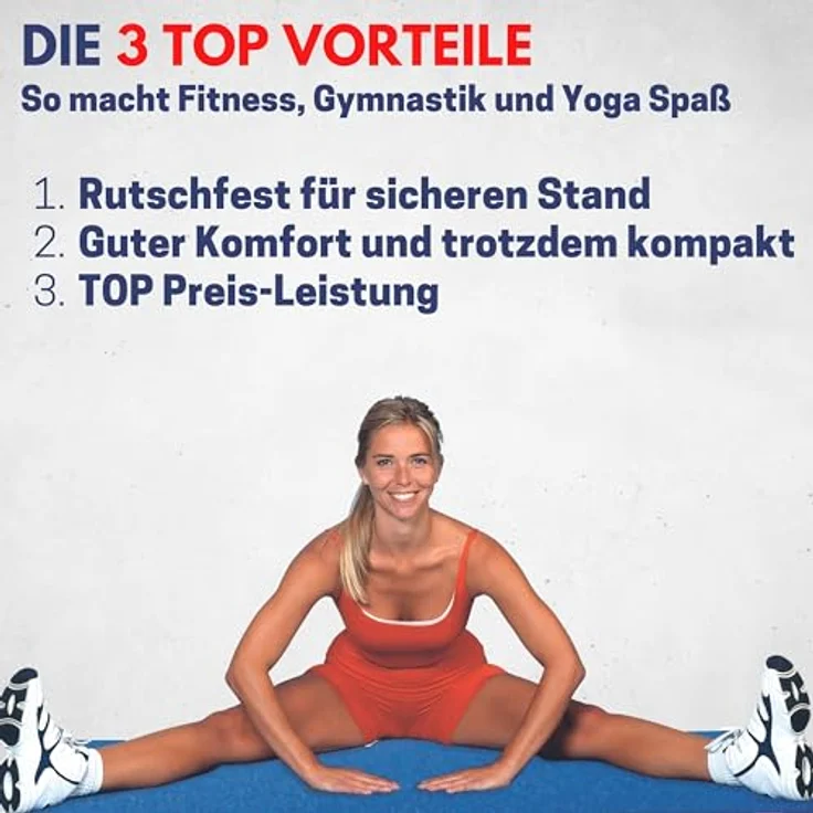 Best Sporting Yoga Matte 200 x 60 x 1,3 cm in Blau I Gymnastikmatte, rutschfest und gelenkschonend – Bild 4