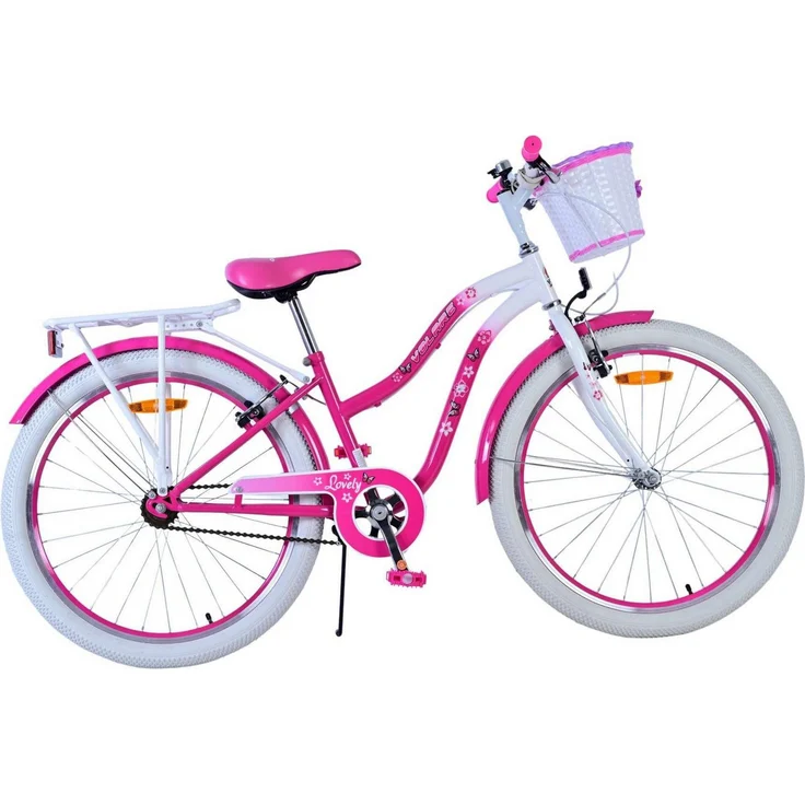 Volare Lovely Kinderfahrrad für Mädchen - 24 Zoll in Pink, zwei Handbremsen, höhenverstellbar, Luftbereifung
