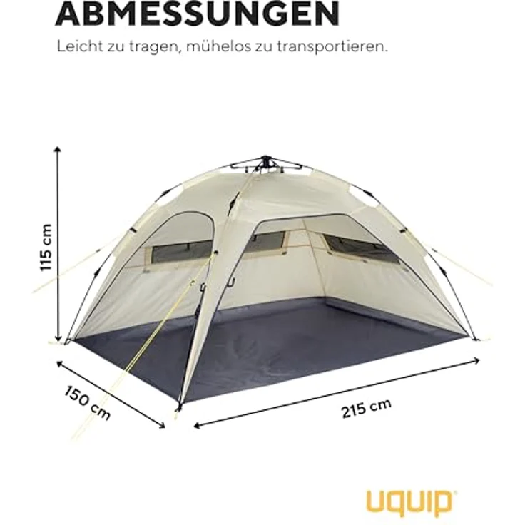 Uquip Buzzy Strandmuschel, Zelt für 3 Personen, leichtes 2 kg Polyester, schnell aufspannbar – Bild 5
