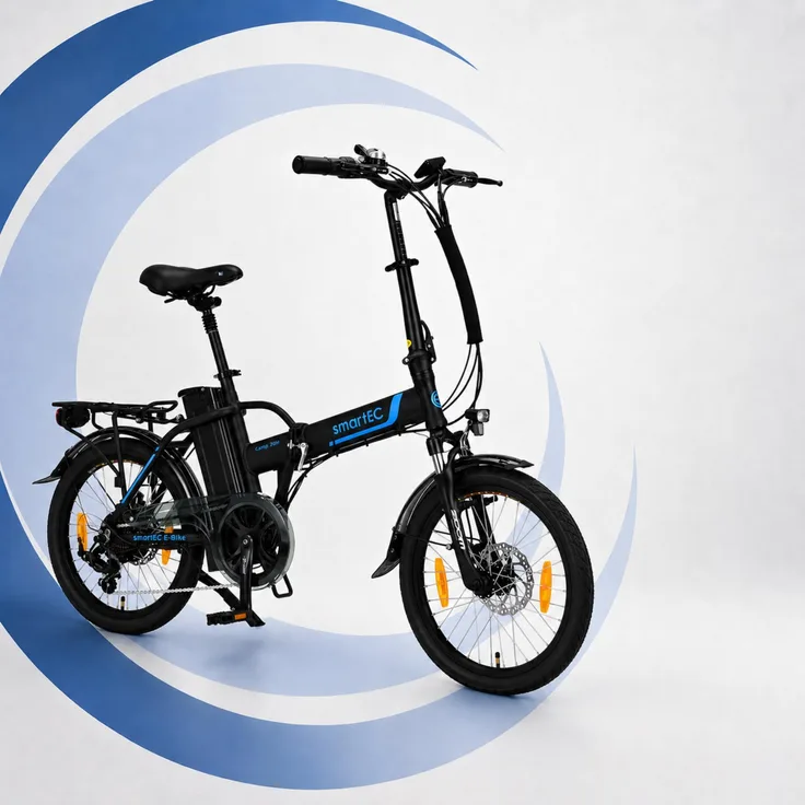 smartEC Camp-20H, 20 Zoll E-Faltrad Pedelec in Schwarz mit 250 W Motor und 100 km Reichweite