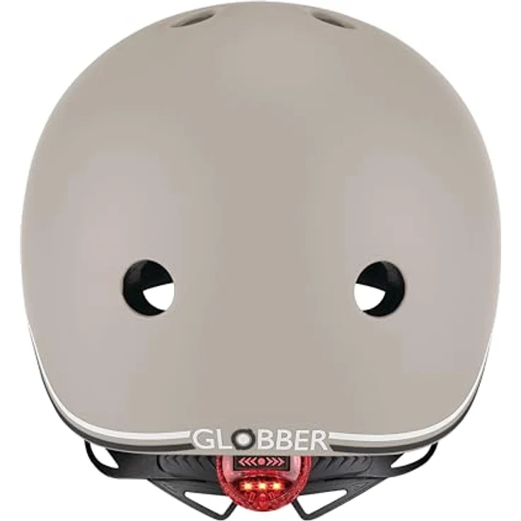 GLOBBER Helm GO-UP Lights, Schutzhelm für Kinder, Gr. XXS/XS 45-51, größenverstellbar, mit LED-Rücklicht, Taupe – Bild 4