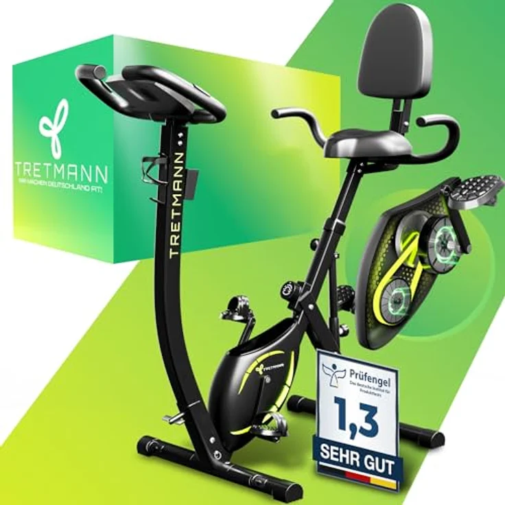 TRETMANN Tretmann NEU 3in1 Heimtrainer Fahrrad klappbar -extra komfortabel& leise- [SoftFoam] DEKRA geprüft - mit tiefem Einstieg Hometrainer Fahrrad Ergometer klappbar – Bild 1