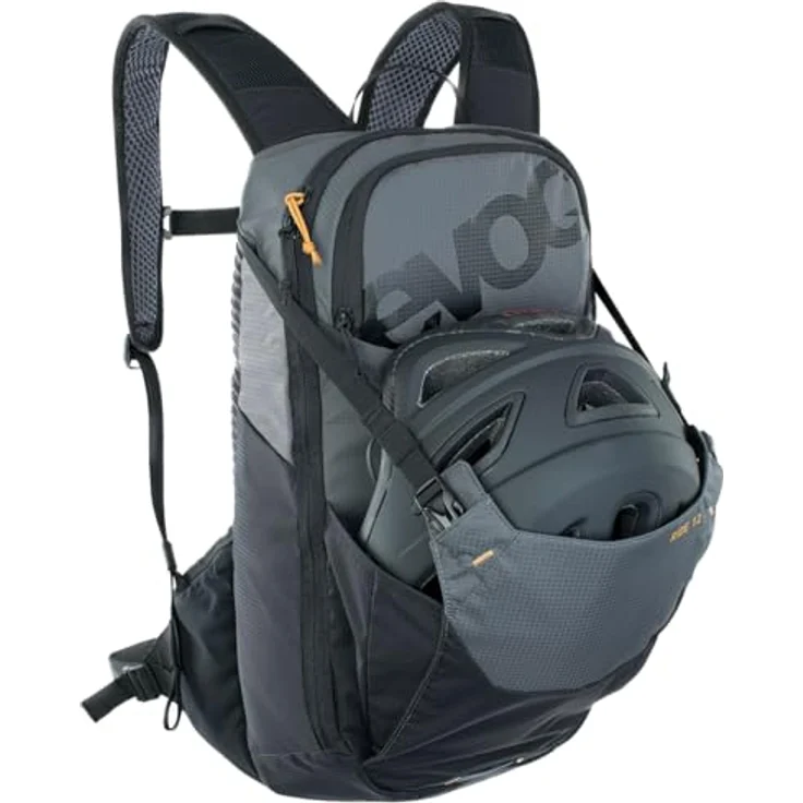 EVOC RIDE 12 Protektor Fahrradrucksack, Trekkingrucksack mit AIR-PAD-Rückenpolsterung, Helmhalterung und cleverem Taschenmanagement, Carbon Grau / Schwarz – Bild 5