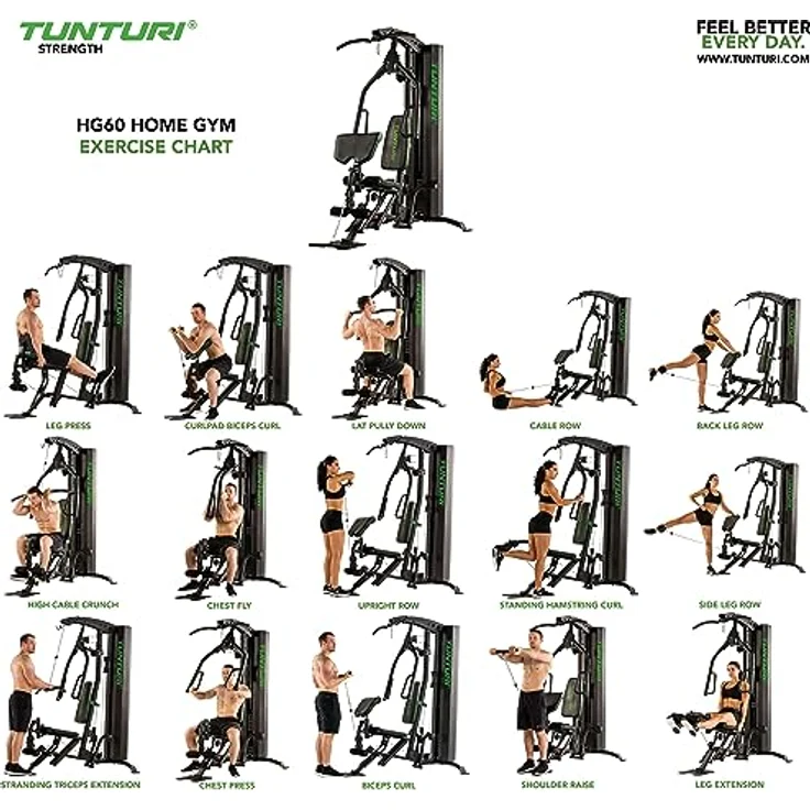 Tunturi Kraftstation HG60, HomeGym mit Gewichten 7-70 kg, MultiGym für Zuhause, – Bild 3