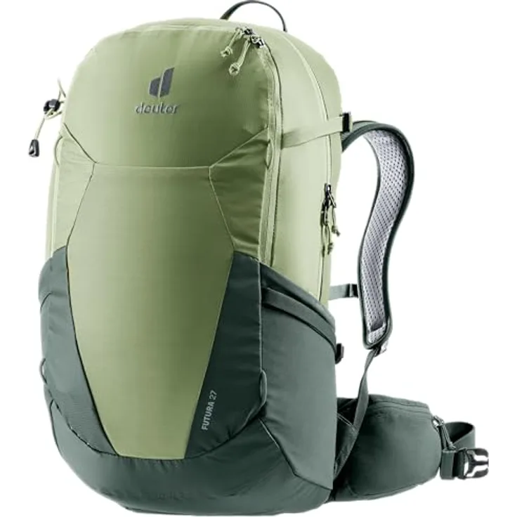 deuter Futura 27 Wanderrucksack, Aircomfort Netzrücken-System, elastischer Federstahlrahmen, Vorrichtung für Trinksystem, gepolsterte Hüftflossen, grau