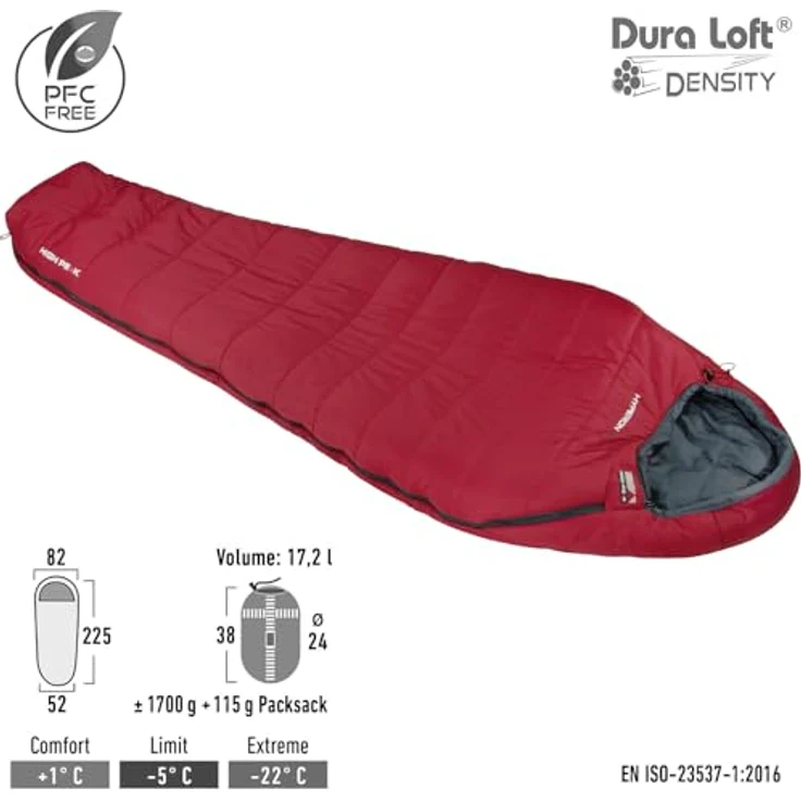 High Peak Mumienschlafsack Hyperion 5 Trekking Schlafsack 3 Jahreszeiten Leicht, grün – Bild 2