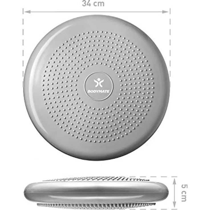 BODYMATE Ballsitzkissen inkl. Pumpe Silber-GRAU 34cm Durchmesser - Balance-Kissen, Luftkissen, Balance Pad, Noppenkissen - Core-, Fitness-, Reha-, Koordinations- und Rückentraining – Bild 5