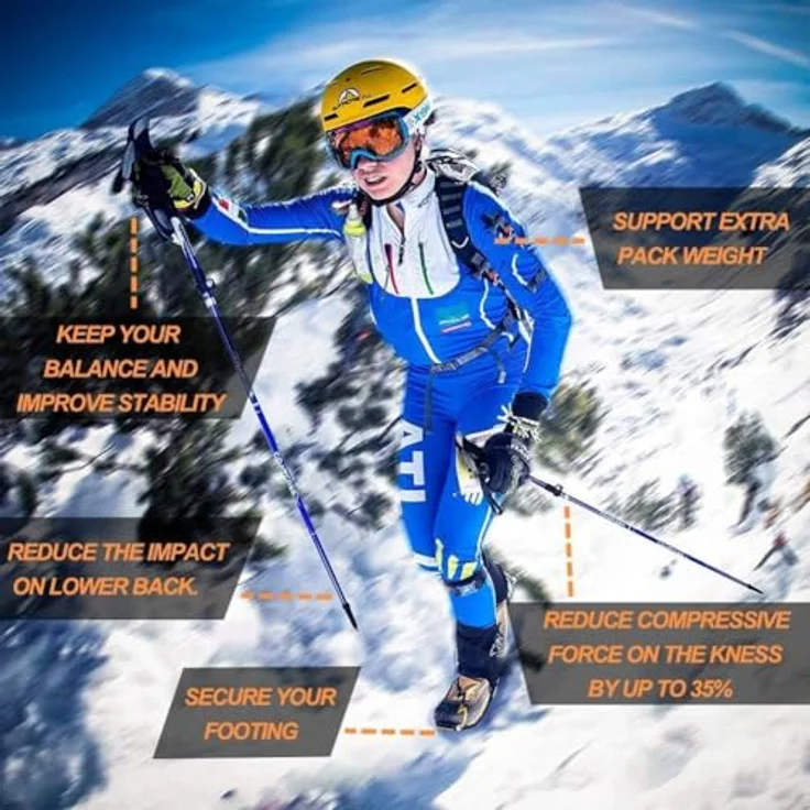 COVACURE Faltbare Wanderstöcke, Teleskop Nordic Walking Stöcke 110-130 cm verstellbar, leicht mit Gummipuffer für Damen und Herren (Blau) – Bild 2