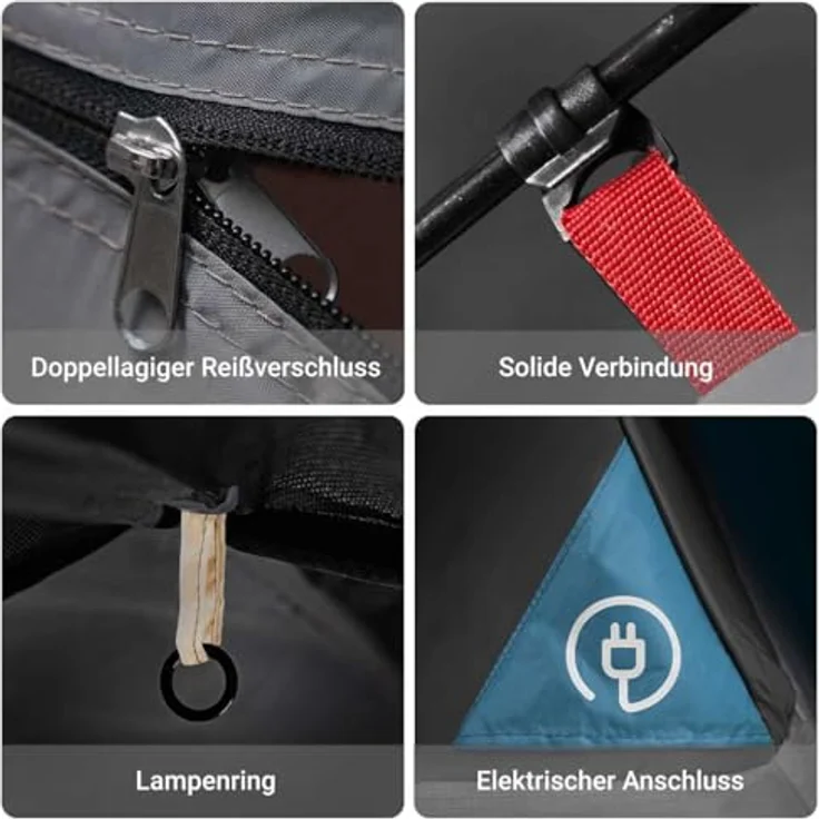 vidaXL Kuppelzelt für 4 Personen, Wasserdichtes Campingzelt mit Abnehmbarem Überzelt und Insektenschutz, Blau – Bild 5